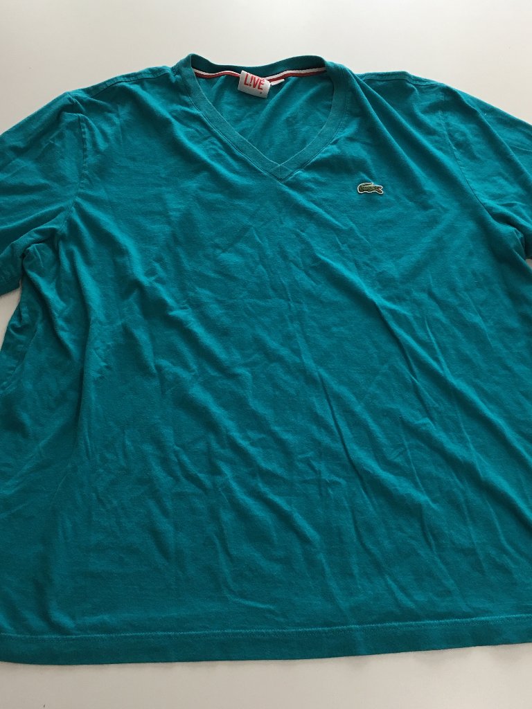 Lacoste Mens TShirt VNeck Size Large Fit Tag 8 Live Teal